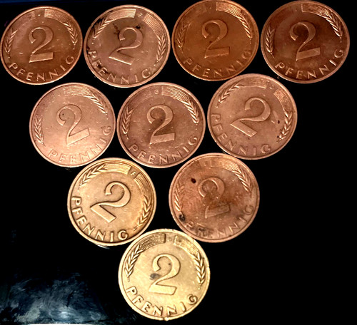 Lot 10x pfennig brd a - lot, u.a